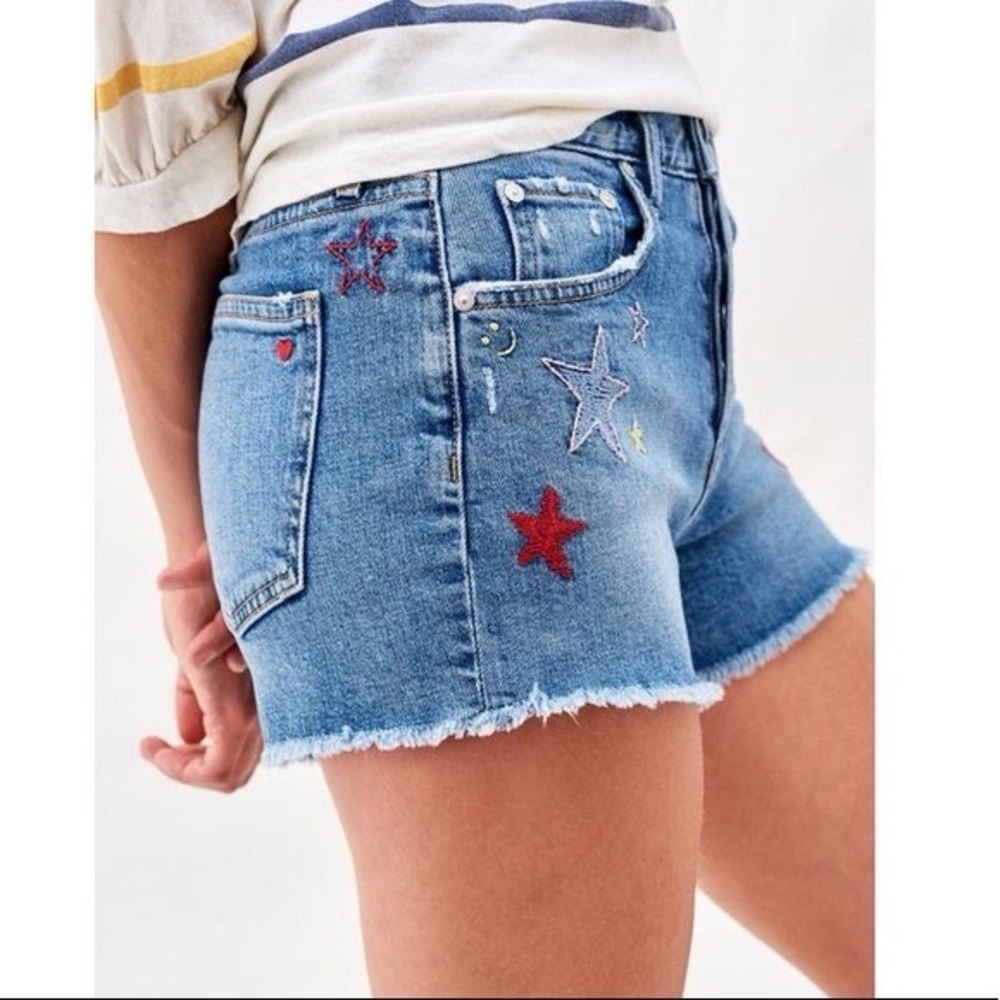 Sundry Embroidered Stars Jean Shorts